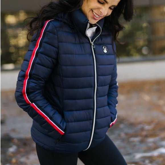 ZYIA - Telluride Navy Stripe Puffy Coat - Picture 1 of 2